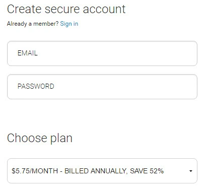 NordVPN create account and view chossen plan