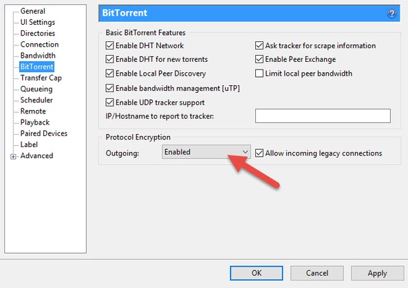 uTorrent BitTorrent Tab Settings